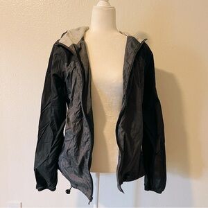 🌻 Astronomy Clothing Black and Gray Hooded Rain Jacket